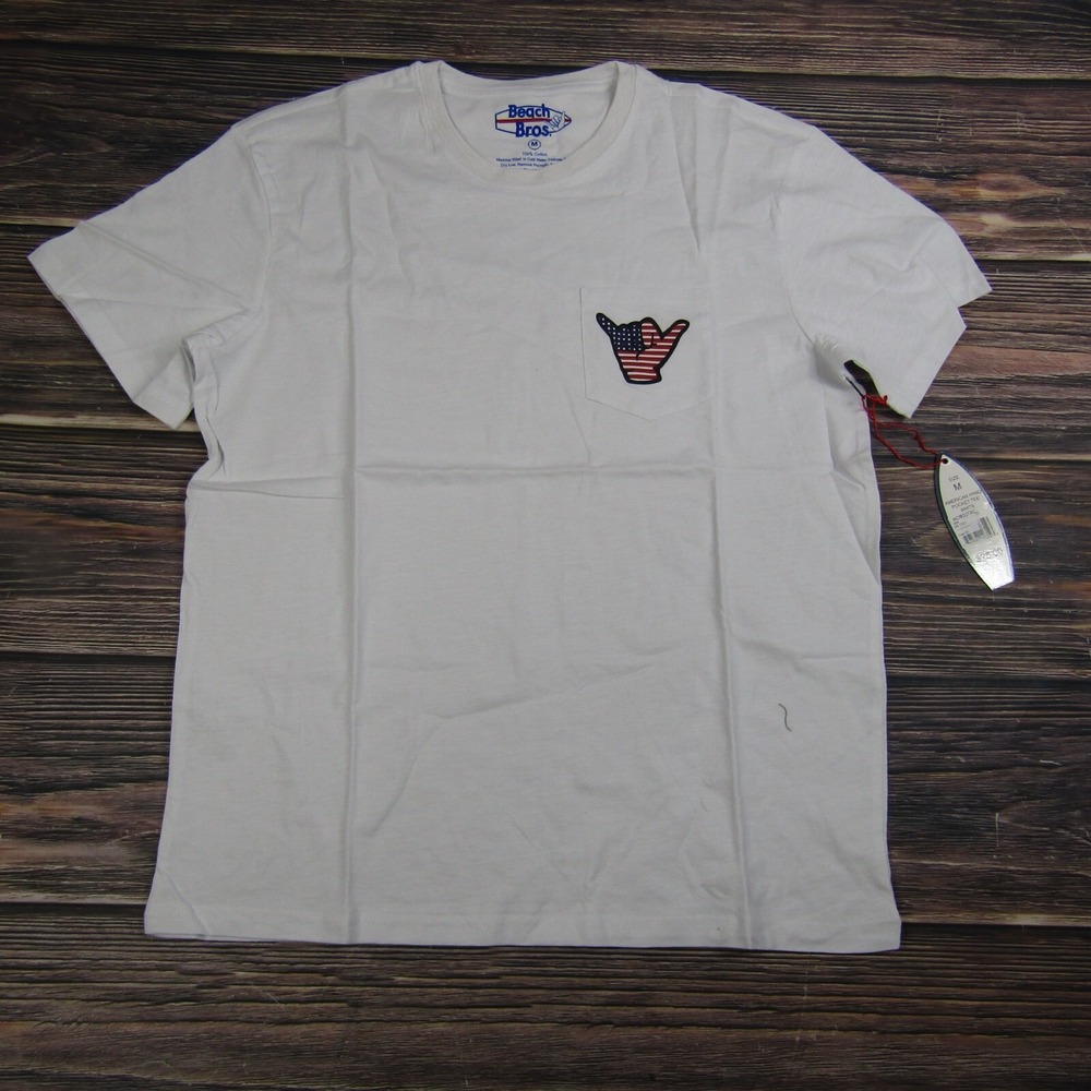 Beach Bros NEW Mens Medium White Graphic Tee T Shirt Shaka